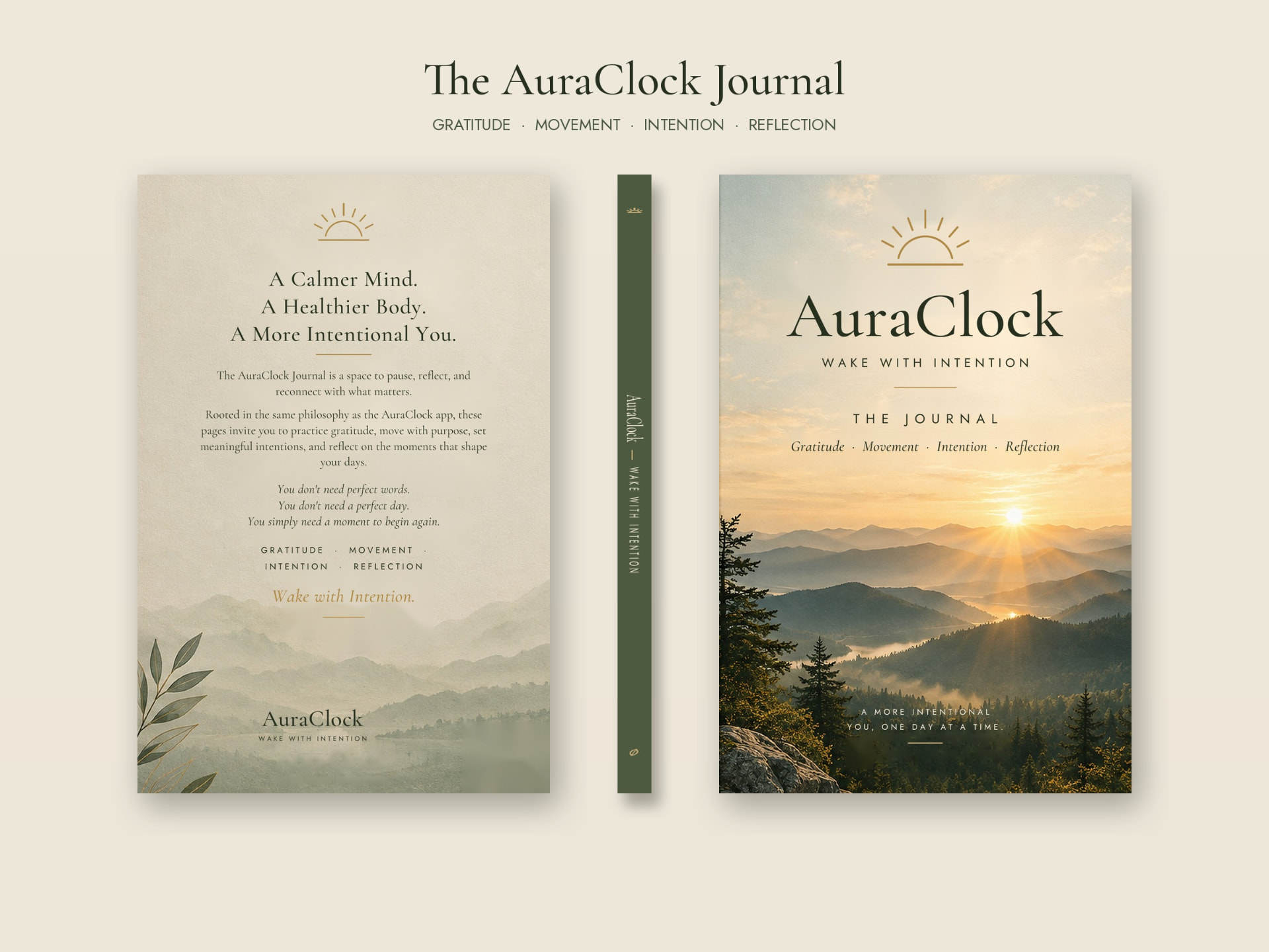 Back cover, spine and front cover of The GratefulRise Journal